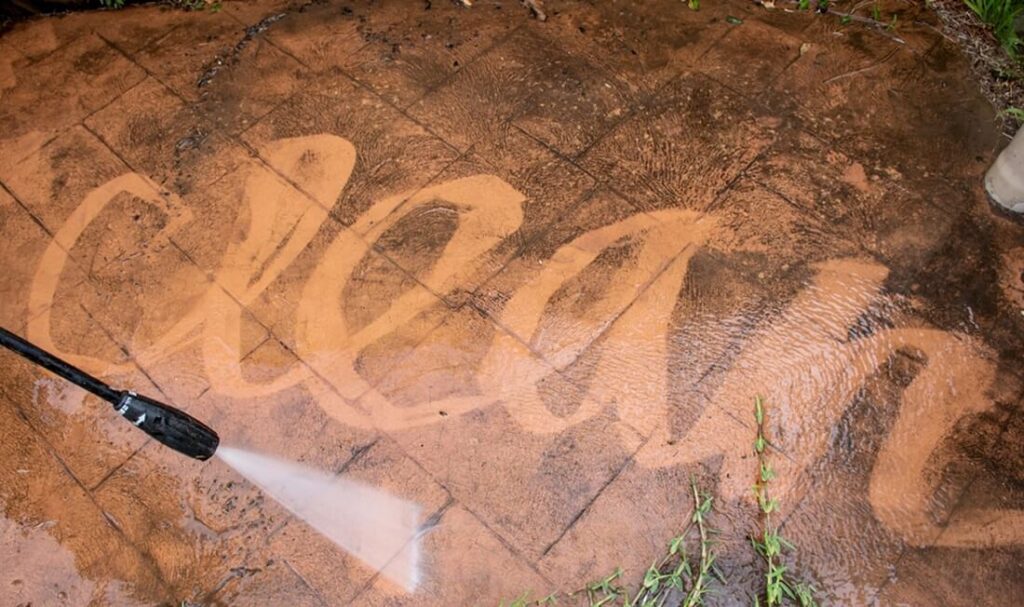 power washing the tile floor