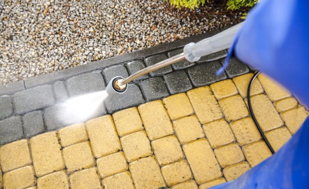 pressure washing driveway edge