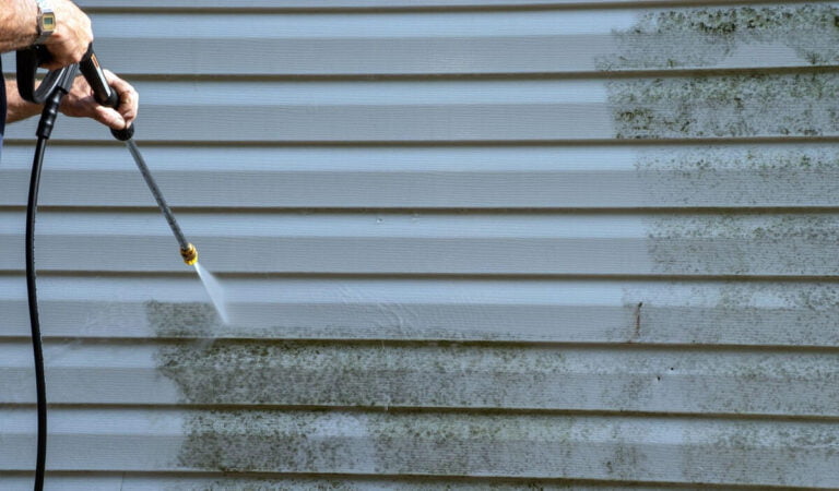 pressure washing home siding