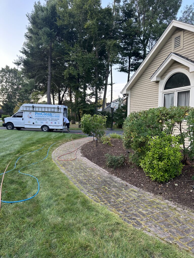 front patio walkway cleaned in agawam ma 