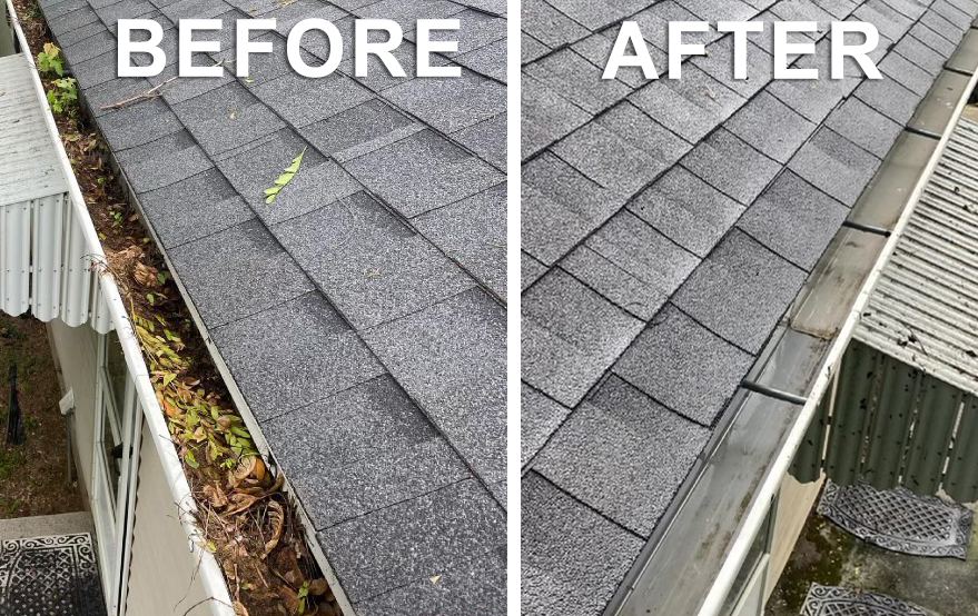 gutter cleaning springfield ma, before and after 