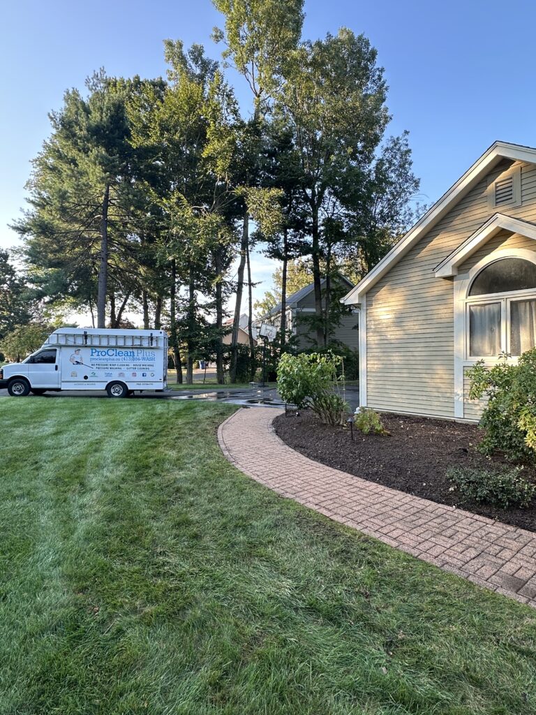 front patio walkway cleaned in agawam ma 